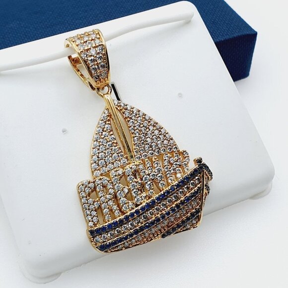 "14K Gold Plated Cubic Zircon Pendant, INUS1BR073 - Picture 3 of 11